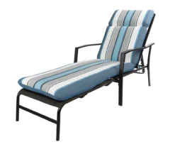 Captain's Blue Stripe Reversible Outdoor Chaise Cushion -Outdoor Decor Sales 810525541 3