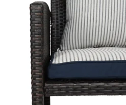 Navy Blue Tick Stripe 4-Piece Reversible Deluxe Outdoor Chair Cushions Set -Outdoor Decor Sales 810525547 5