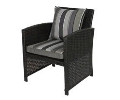 Natural Gray Stripe 4-Piece Reversible Deluxe Outdoor Chair Cushion Set -Outdoor Decor Sales 810525548 3