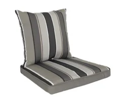 Natural Gray Stripe 4-Piece Reversible Deluxe Outdoor Chair Cushion Set -Outdoor Decor Sales 810525548 7