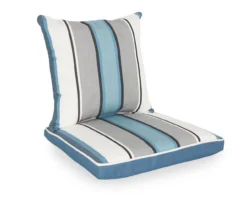 Captain's Blue Stripe 4-Piece Reversible Deluxe Outdoor Cushion Set -Outdoor Decor Sales 810525549 8