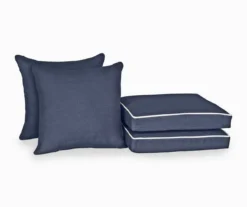 Navy Blue 4-Piece Deluxe Outdoor Chair Cushion Set -Outdoor Decor Sales 810525551 5