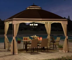 Brown & Tan 2-Tier Gazebo, (10.5' X 13') -Outdoor Decor Sales 810527851 5