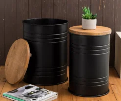 Farmhouse Barrel Storage Stools, 2-Pack -Outdoor Decor Sales 810528258 12