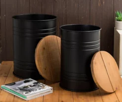 Farmhouse Barrel Storage Stools, 2-Pack -Outdoor Decor Sales 810528258 9