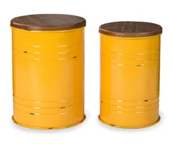 Farmhouse Barrel Storage Stools, 2-Pack -Outdoor Decor Sales 810528271 1