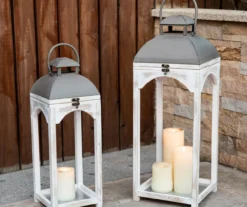 Whitewash Open Frame 2-Piece Candle Lantern Set -Outdoor Decor Sales 810528357 10