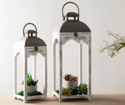 Whitewash Open Frame 2-Piece Candle Lantern Set -Outdoor Decor Sales 810528357 9