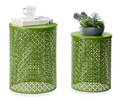 Green 2-Piece Metal Drum Garden Table Set -Outdoor Decor Sales 810531034 3