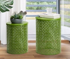 Green 2-Piece Metal Drum Garden Table Set -Outdoor Decor Sales 810531034 8
