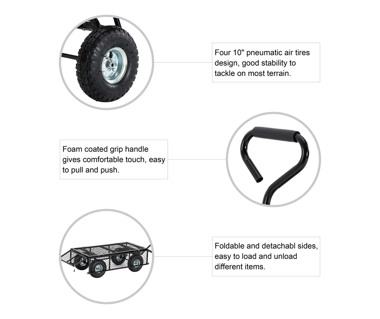 4 Cu. Ft. Black 4-Wheel Steel Mesh Utility Garden Cart 13 4 Cu. Ft. Black 4-Wheel Steel Mesh Utility Garden Cart - Image 11