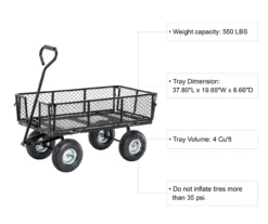 4 Cu. Ft. Black 4-Wheel Steel Mesh Utility Garden Cart 25 4 Cu. Ft. Black 4-Wheel Steel Mesh Utility Garden Cart -Outdoor Decor Sales 810537282 11