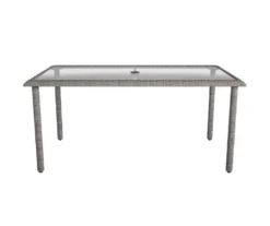 Lakewood Ranch Gray Glass & Wicker Patio Dining Table -Outdoor Decor Sales 810541482 3