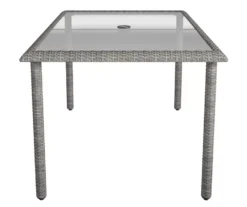 Lakewood Ranch Gray Glass & Wicker Patio Dining Table -Outdoor Decor Sales 810541482 6 1