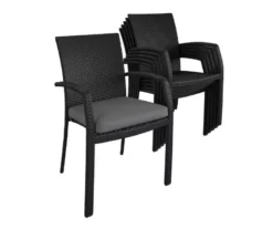 COSCO Lakewood Ranch Black Cushioned Wicker Patio Dining Chairs, 6-Pack -Outdoor Decor Sales 810541484 3