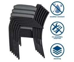 COSCO Lakewood Ranch Black Cushioned Wicker Patio Dining Chairs, 6-Pack -Outdoor Decor Sales 810541484 5