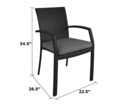 COSCO Lakewood Ranch Black Cushioned Wicker Patio Dining Chairs, 6-Pack -Outdoor Decor Sales 810541484 6