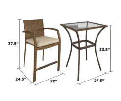 Lakewood Ranch Brown 3-Piece Wicker High Top Bistro Patio Furniture Set -Outdoor Decor Sales 810541486 6