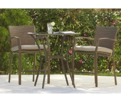 Lakewood Ranch Brown 3-Piece Wicker High Top Bistro Patio Furniture Set -Outdoor Decor Sales 810541486 7