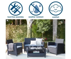 COSCO Malmo Black 4-Piece Wicker Cushioned Patio Furniture Set -Outdoor Decor Sales 810541489 4
