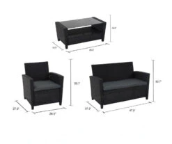 COSCO Malmo Black 4-Piece Wicker Cushioned Patio Furniture Set -Outdoor Decor Sales 810541489 6