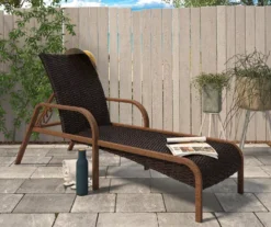 COSCO Villa Park Brown Wicker SmartWick Chaise Patio Lounge