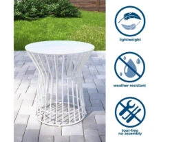 Roberta White Steel Patio Side Table -Outdoor Decor Sales 810541492 4