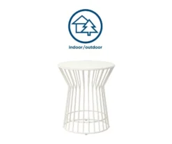 Roberta White Steel Patio Side Table -Outdoor Decor Sales 810541492 5