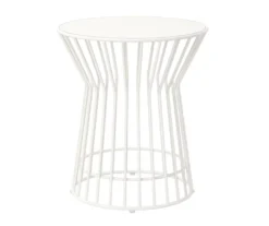 Roberta White Steel Patio Side Table -Outdoor Decor Sales 810541492 6 1