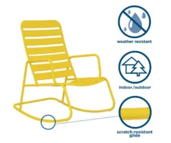 Roberta Yellow Patio Rocking Chair -Outdoor Decor Sales 810541496 3