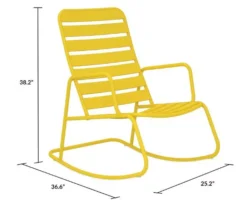 Roberta Yellow Patio Rocking Chair -Outdoor Decor Sales 810541496 6