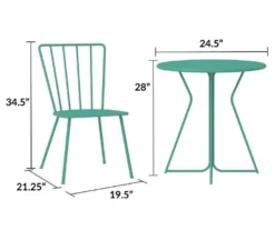 Heidi Turquoise 3-Piece Bistro Patio Furniture Set -Outdoor Decor Sales 810541506 6