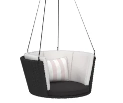 Sally Black Wicker Hanging Patio Swing -Outdoor Decor Sales 810541518 6 1