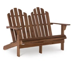 Flint Acorn Wood Patio Adirondack Double Bench -Outdoor Decor Sales 810541697 A0 1