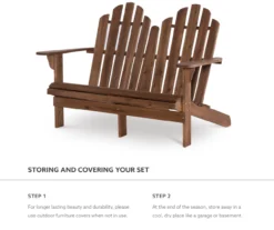 Flint Acorn Wood Patio Adirondack Double Bench -Outdoor Decor Sales 810541697 D8 10