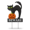 "Beware" Light Up Cat & Jack O'Lantern Yard Stake -Outdoor Decor Sales 810547697 1