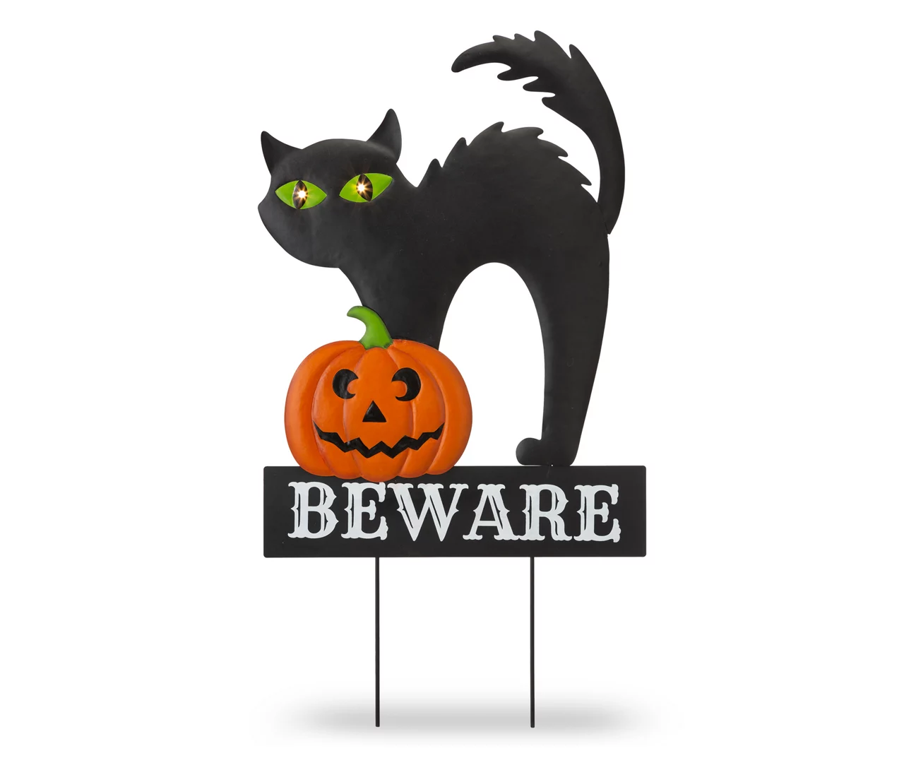 "Beware" Light Up Cat & Jack O'Lantern Yard Stake 3 "Beware" Light Up Cat & Jack O'Lantern Yard Stake