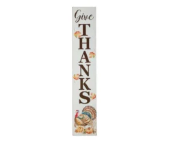 "Give Thanks" Turkey & Leaves Vertical Sign
