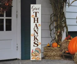 "Give Thanks" Turkey & Leaves Vertical Sign -Outdoor Decor Sales 810547805 6