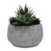 7" Mixed Artificial Succulents In Gray Round Textured Cement Pot -Outdoor Decor Sales 810548755 2