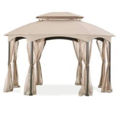 Manhattan Gazebo Beige Replacement Riplock Canopy & Side Mosquito Netting Set -Outdoor Decor Sales 810549197 11