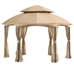 Heritage Gazebo Beige Replacement Riplock Canopy & Side Mosquito Netting Set -Outdoor Decor Sales 810549238 11
