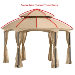 Heritage Gazebo Beige Replacement Riplock Canopy & Side Mosquito Netting Set -Outdoor Decor Sales 810549238 41
