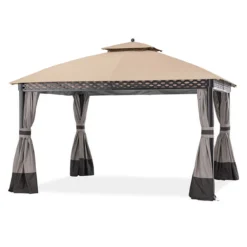 Oakmont Gazebo Beige Replacement Riplock Canopy & Side Mosquito Netting Set -Outdoor Decor Sales 810549264 11