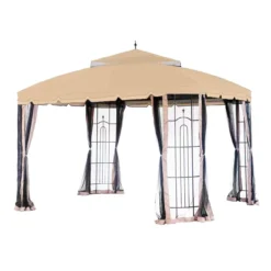 Bay Window Single Finial Gazebo Beige Replacement Riplock Canopy 13 Bay Window Single Finial Gazebo Beige Replacement Riplock Canopy -Outdoor Decor Sales 810549292 31