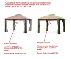 Riviera Sonoma Gazebo Beige Damask Replacement Canopy -Outdoor Decor Sales 810549315 3