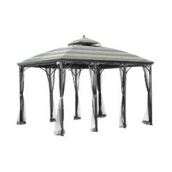 Somerset Gazebo Stone Stripe Replacement Canopy 14 Somerset Gazebo Stone Stripe Replacement Canopy -Outdoor Decor Sales 810549340 3