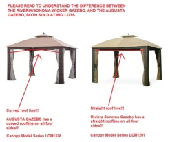 Augusta Gazebo Beige Replacement Riplock Canopy & Side Mosquito Netting Set -Outdoor Decor Sales 810549367 31