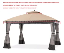 Pinehurst Gazebo Beige Replacement Riplock Canopy & Side Mosquito Netting Set -Outdoor Decor Sales 810549371 31