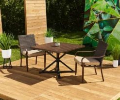 Autumn Cove Brown Wood Look Square Steel Patio Dining Table -Outdoor Decor Sales 810553658 16